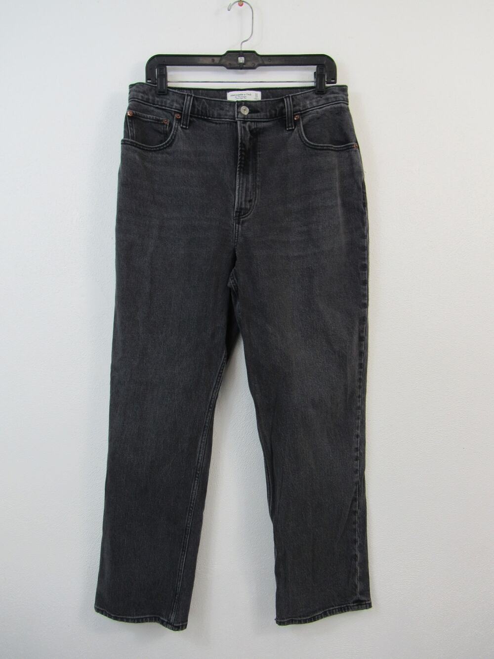 Abercrombie & Fitch Curve Love Ultra High Rise 90s Straight Jean Dark Gray 12